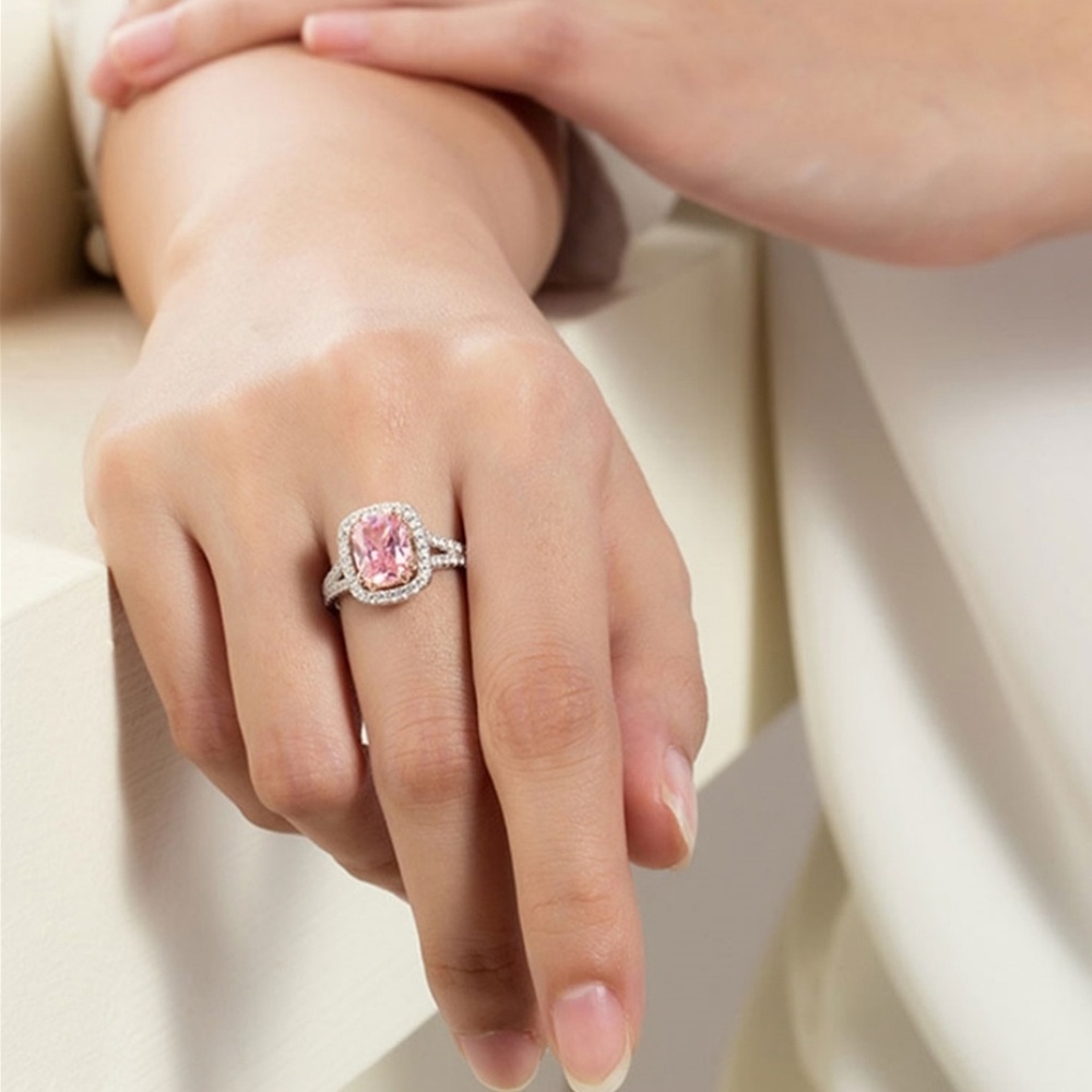 🔥LAST 1🔥NEW PRINCESS CUT SIMULATED PINK SPINEL RING - Picture 8 of 12